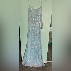 Elegant Light Blue Sequin Gown